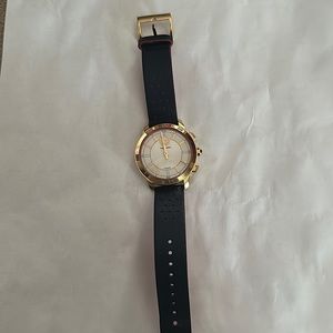 Women’s Tory Burch Hybrid ToryTrack Navy Leather Watch TBT1202